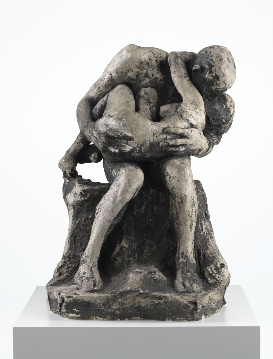 Mann med kvinne i fanget I [Statuettgruppe]