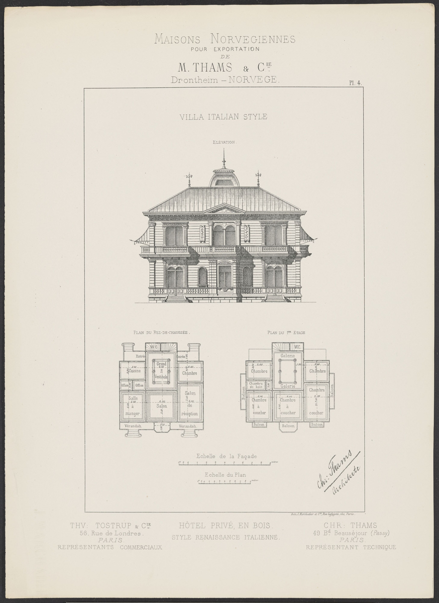Villa i italiensk stil [Presentasjonstegning]