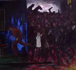 Politiet angriper [Maleri]