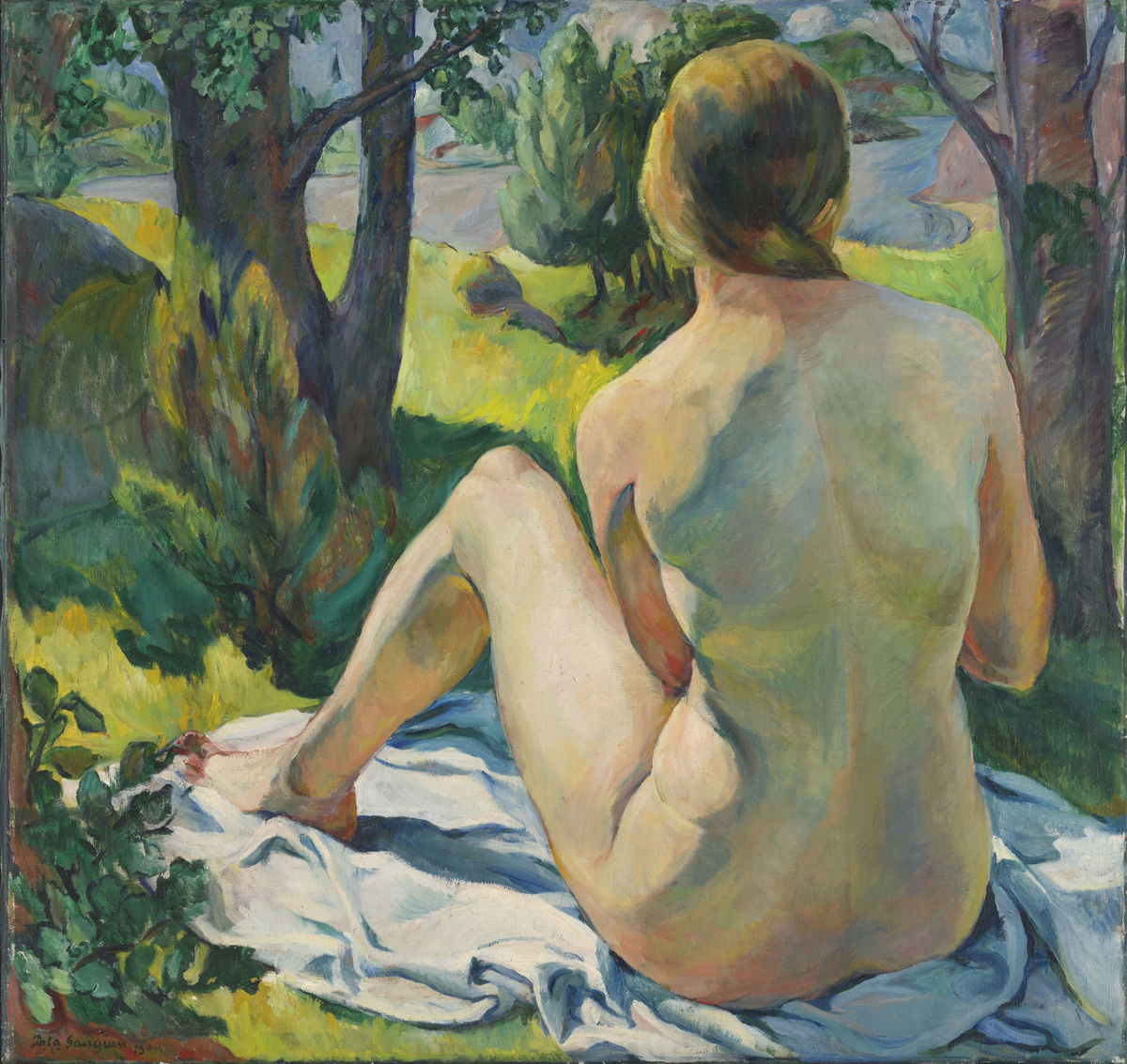 Kvinne i sommerlandskap [Maleri]