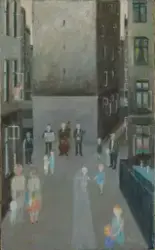 Musikk i bakgården [Maleri]