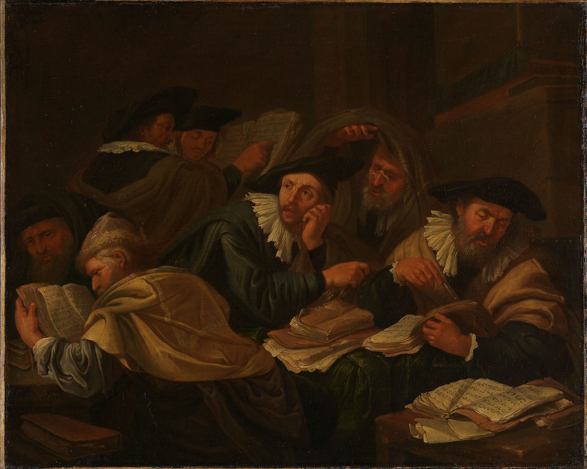 Forbannelsen leses i synagogen [Maleri]