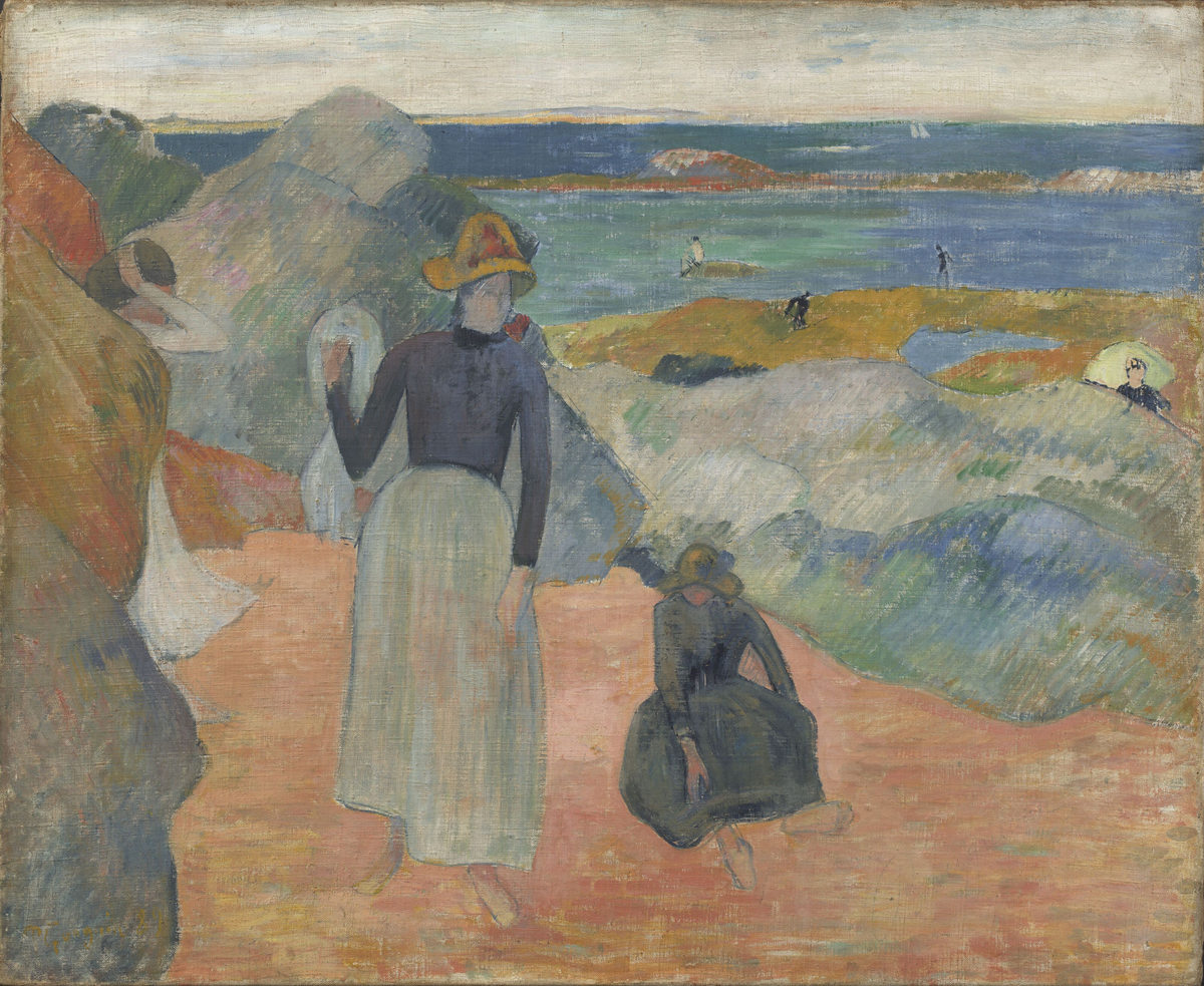 På stranden [Maleri]