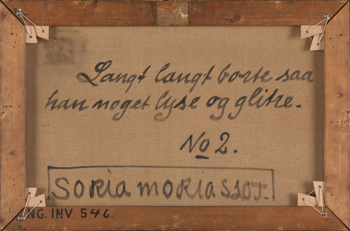 Langt, langt borte så han noe lyse og glitre [Maleri]