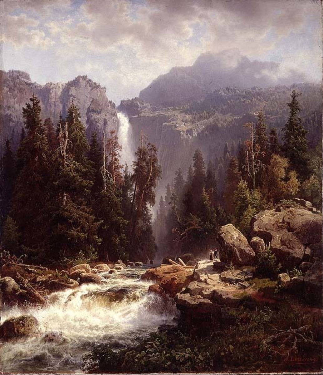 Norsk landskap med foss [Maleri]