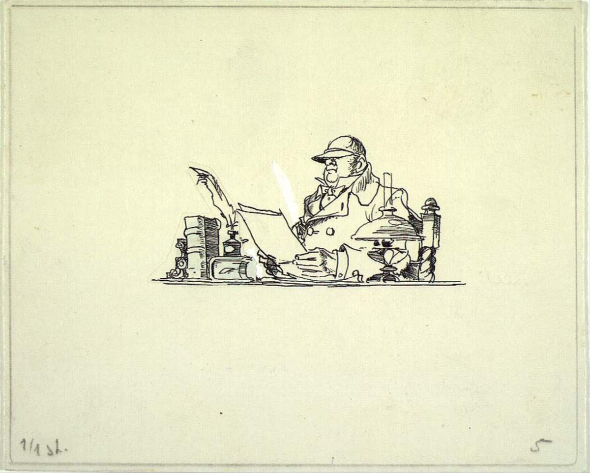 Saksbehandler. Til "Skien bys historie" [Tegning]