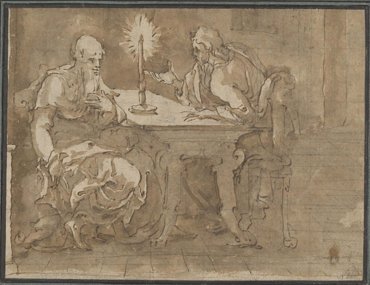 Kristus og Nikodemus [Tegning]