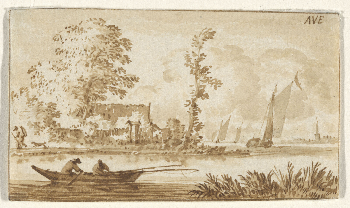 Elvelandskap [Tegning]