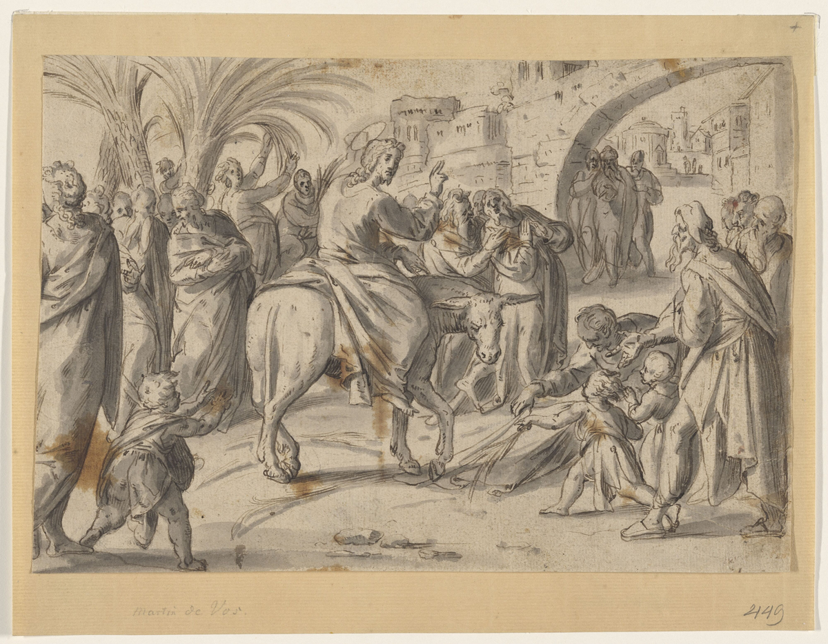 Jesu inntog i Jerusalem [Tegning]