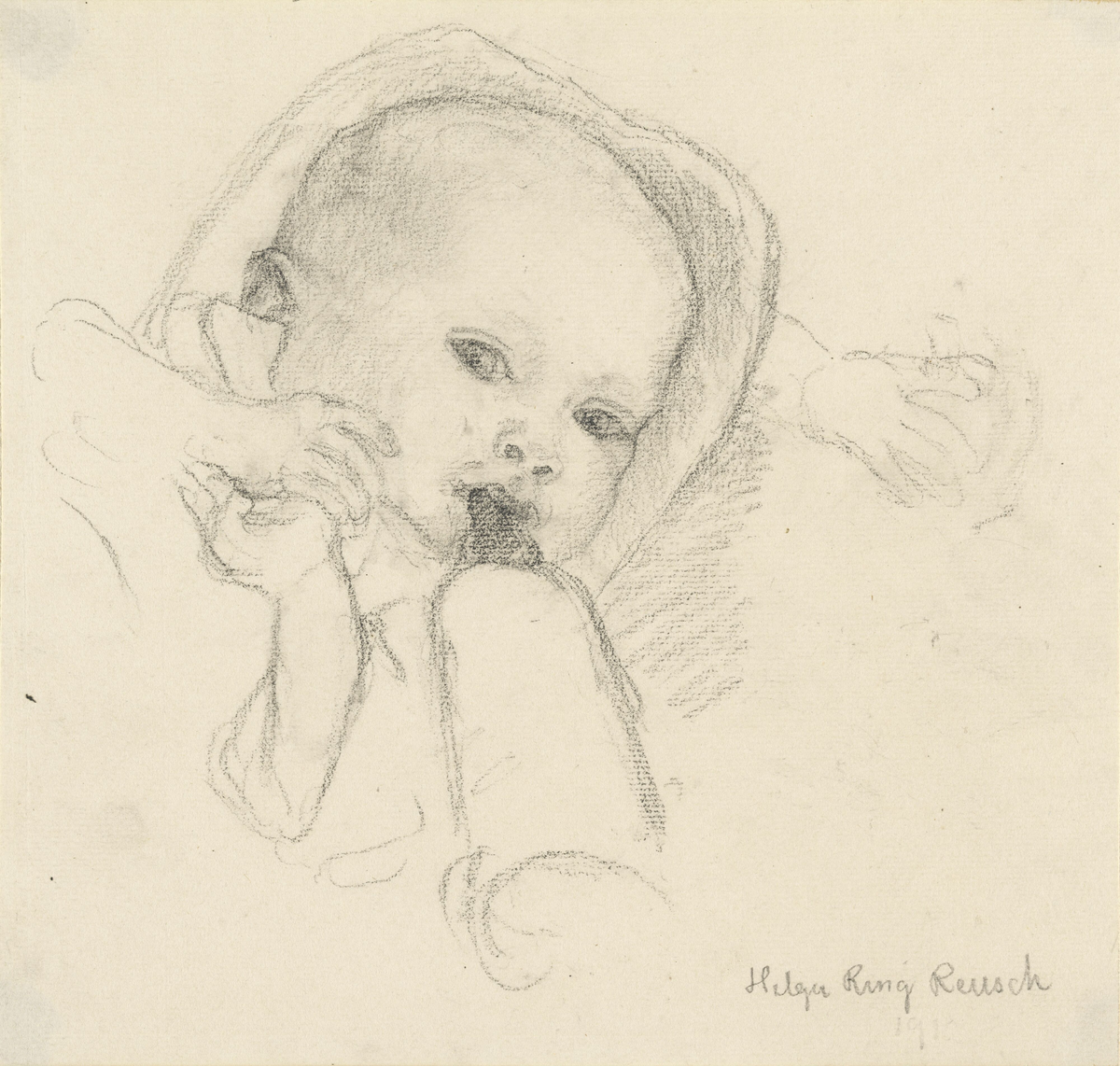 Spebarn med tåteflaske [Tegning]