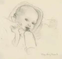 Spebarn med tåteflaske [Tegning]