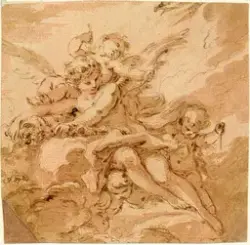 Engel og putti [Tegning]