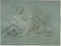 Nymfe og amorin [Tegning]