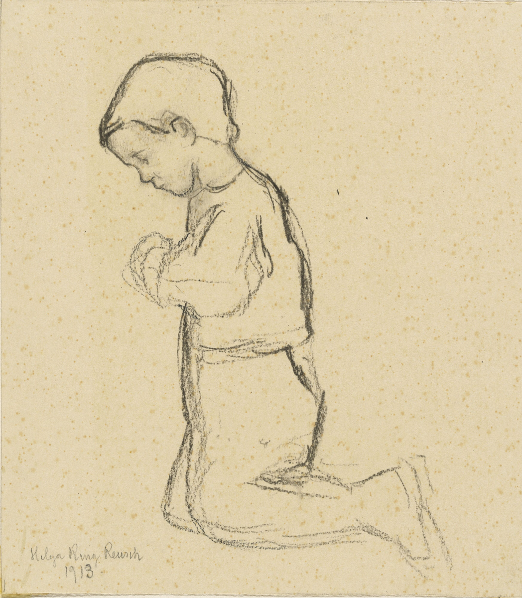 Knelende gutt [Tegning]