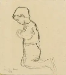 Knelende gutt [Tegning]