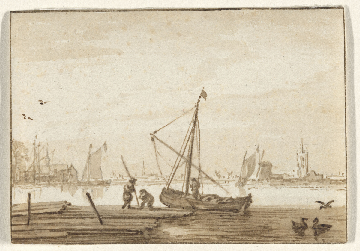 Elvelandskap [Tegning]