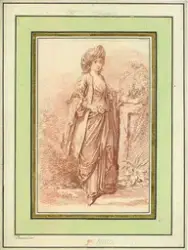 Kvinne med turban [Tegning]