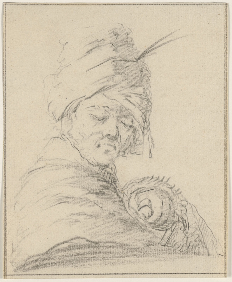 Gammel kone [Tegning]