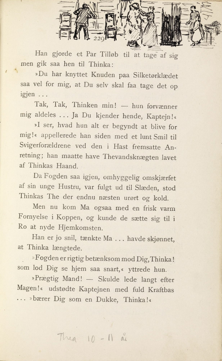 Skisser i Jonas Lies bok "Familien på Gilje" (København 1883) [Tegning]
