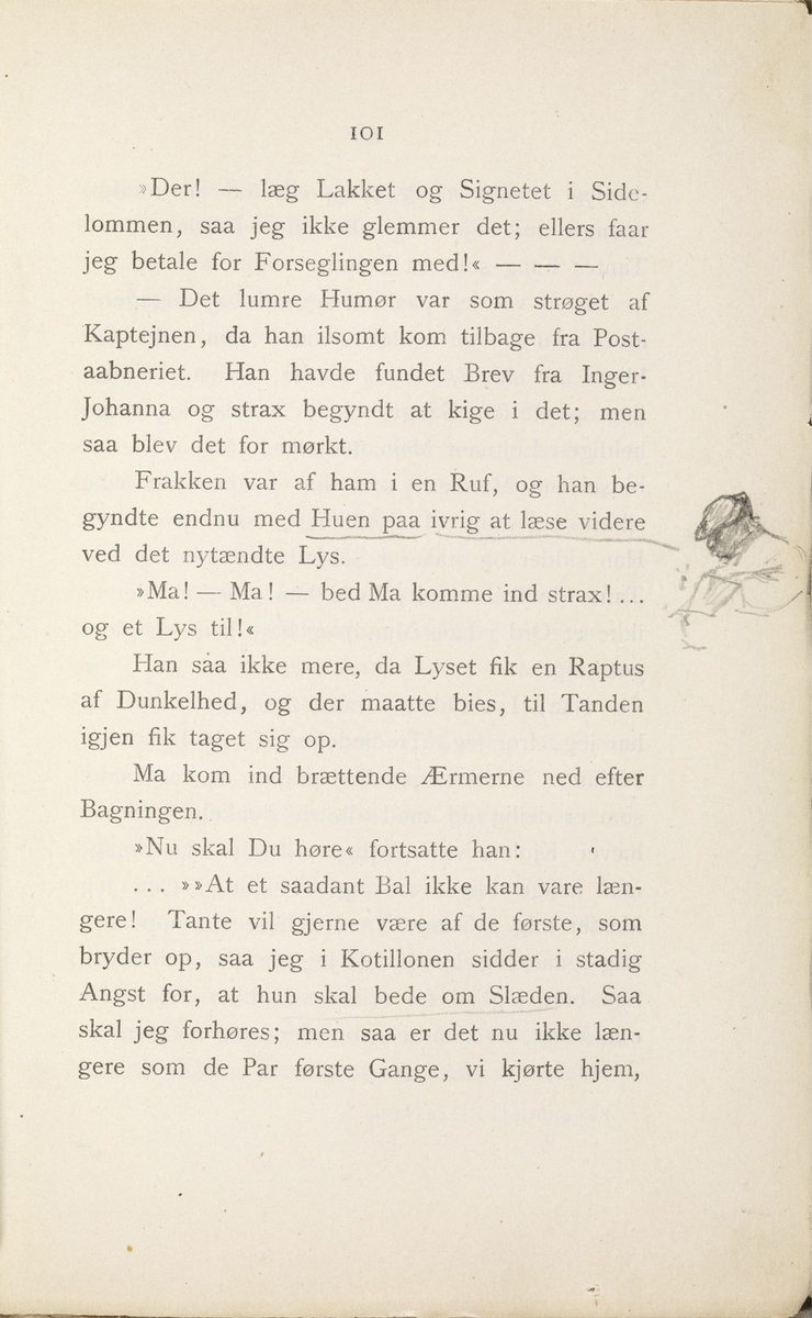 Skisser i Jonas Lies bok "Familien på Gilje" (København 1883) [Tegning]
