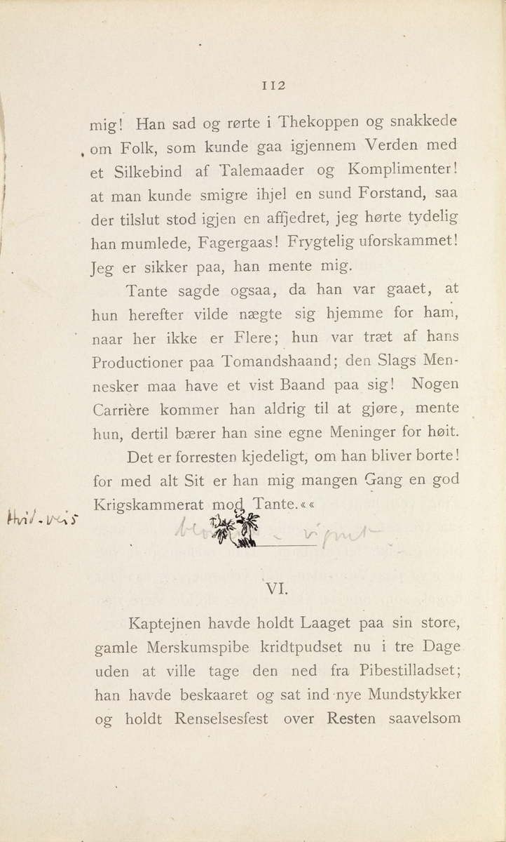 Skisser i Jonas Lies bok "Familien på Gilje" (København 1883) [Tegning]