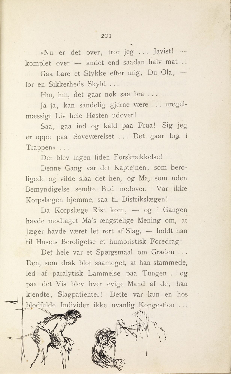 Skisser i Jonas Lies bok "Familien på Gilje" (København 1883) [Tegning]