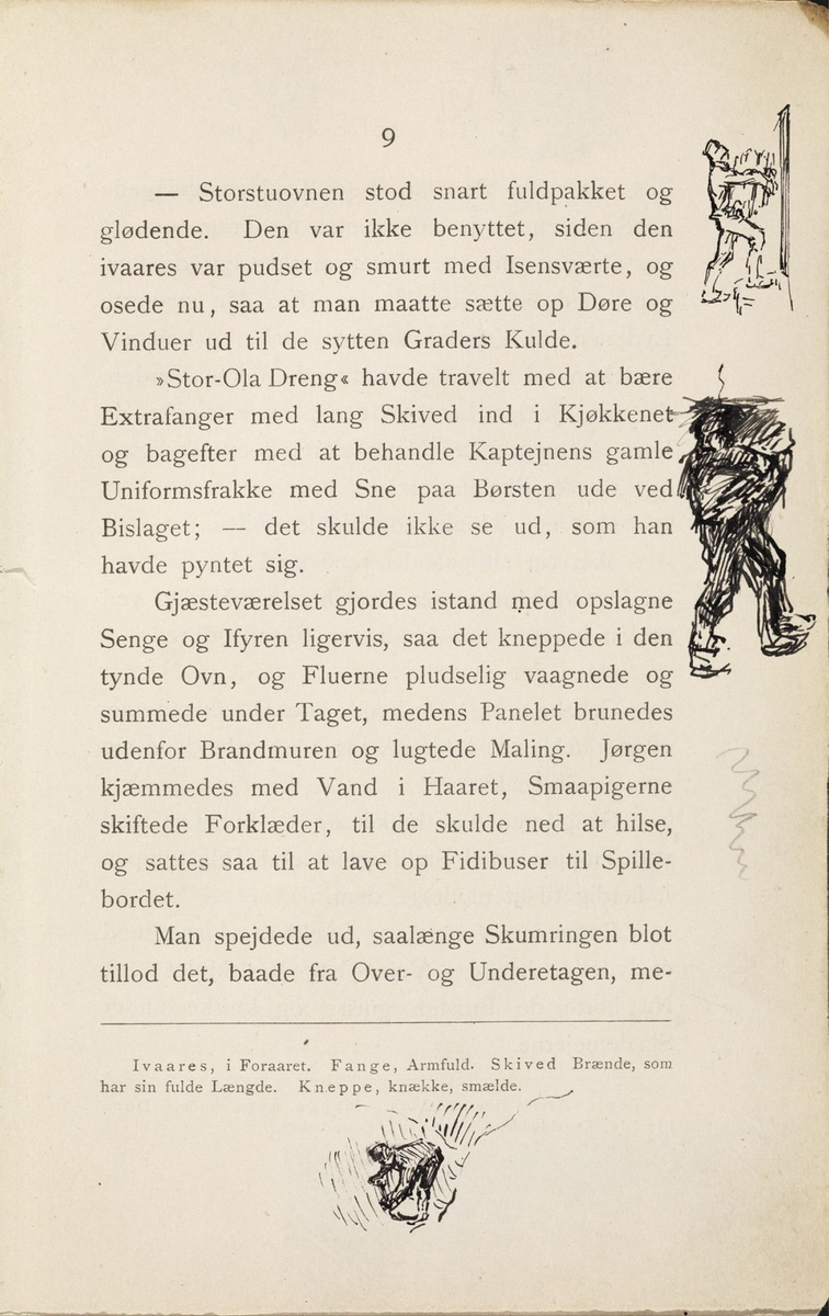 Skisser i Jonas Lies bok "Familien på Gilje" (København 1883) [Tegning]