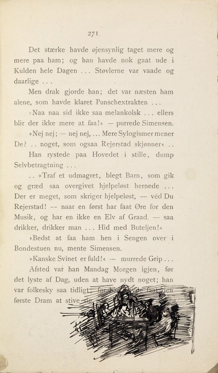 Skisser i Jonas Lies bok "Familien på Gilje" (København 1883) [Tegning]