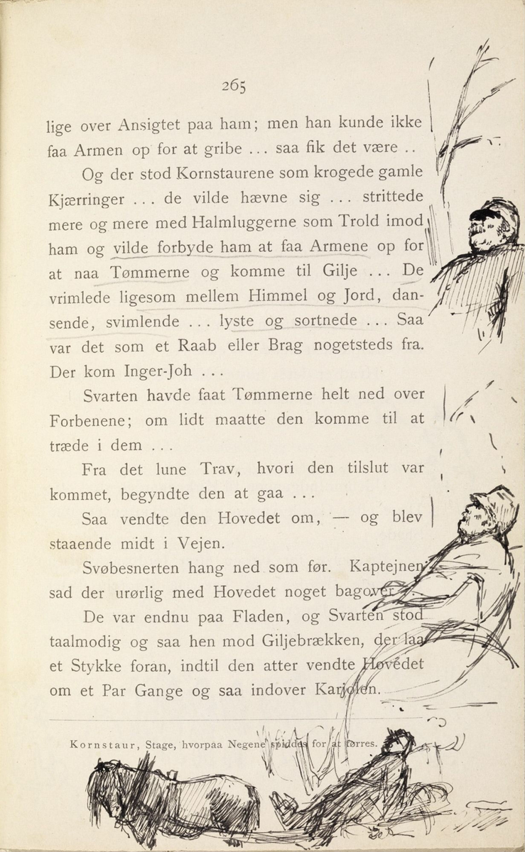 Skisser i Jonas Lies bok "Familien på Gilje" (København 1883) [Tegning]