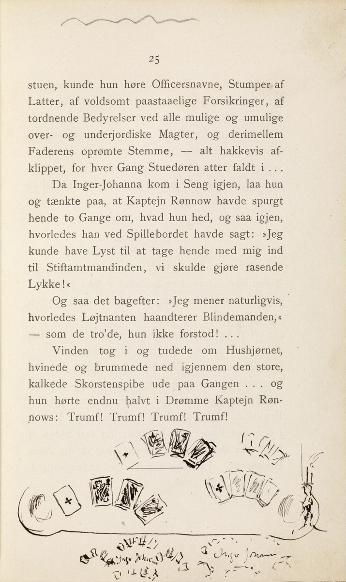 Skisser i Jonas Lies bok "Familien på Gilje" (København 1883) [Tegning]