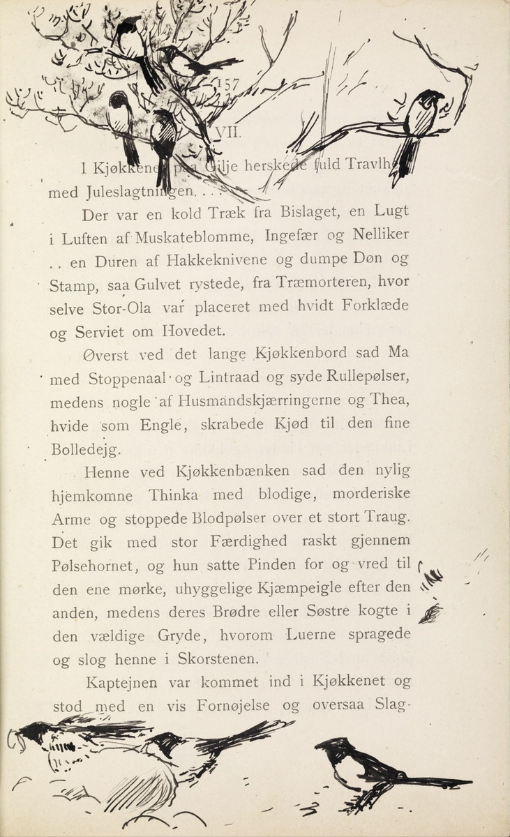 Skisser i Jonas Lies bok "Familien på Gilje" (København 1883) [Tegning]