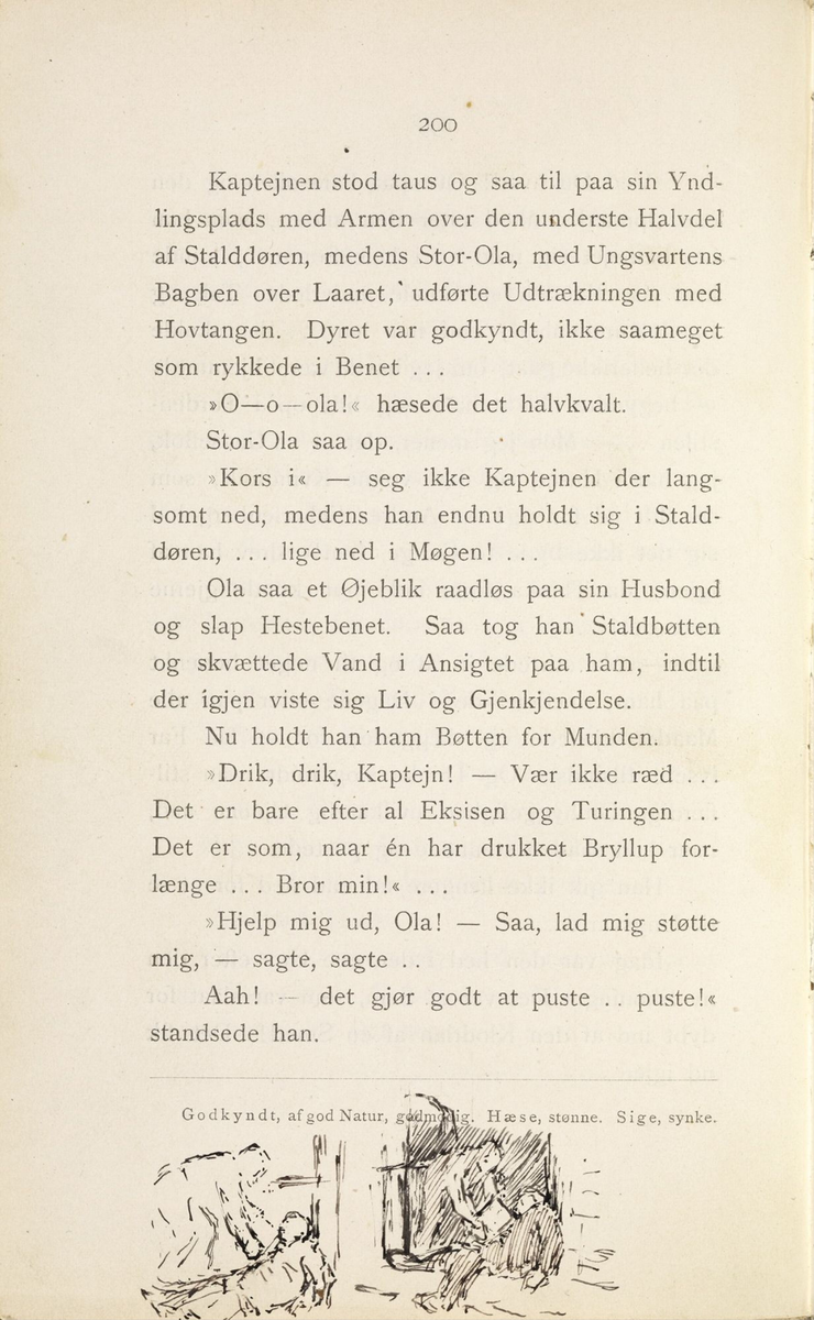Skisser i Jonas Lies bok "Familien på Gilje" (København 1883) [Tegning]