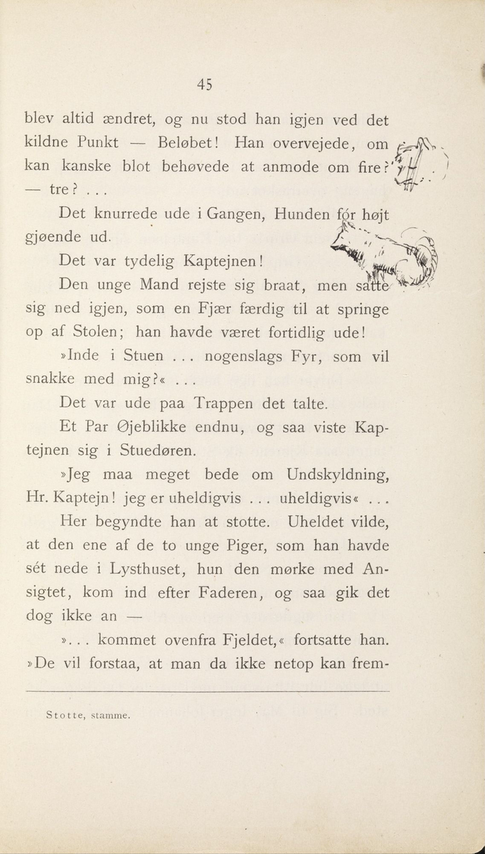 Skisser i Jonas Lies bok "Familien på Gilje" (København 1883) [Tegning]