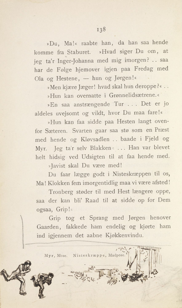 Skisser i Jonas Lies bok "Familien på Gilje" (København 1883) [Tegning]