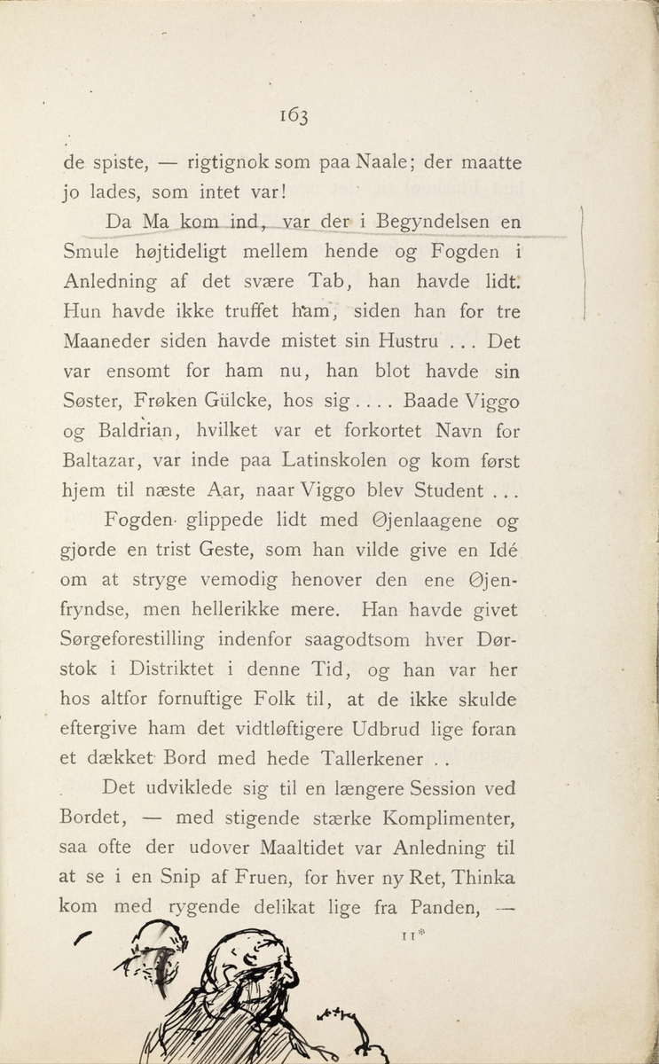 Skisser i Jonas Lies bok "Familien på Gilje" (København 1883) [Tegning]