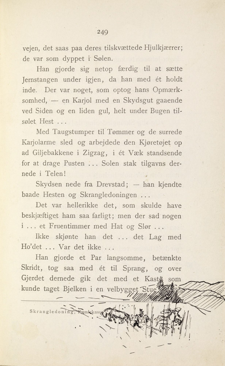 Skisser i Jonas Lies bok "Familien på Gilje" (København 1883) [Tegning]