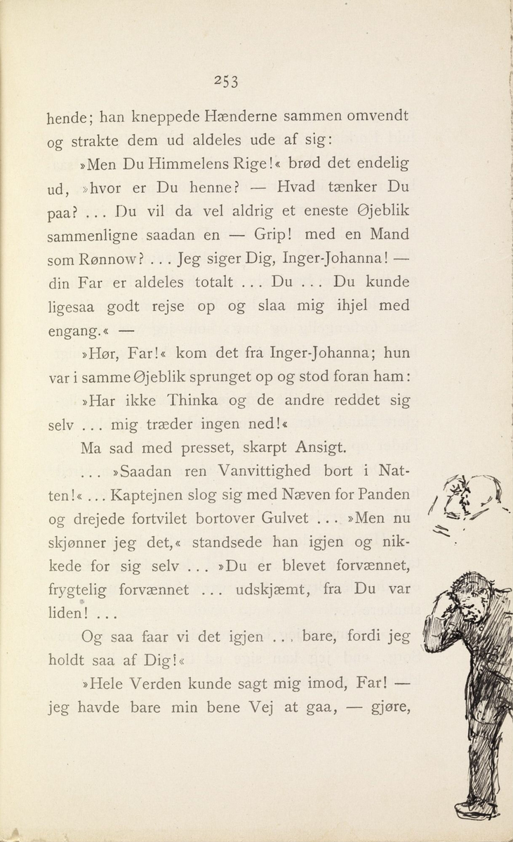 Skisser i Jonas Lies bok "Familien på Gilje" (København 1883) [Tegning]