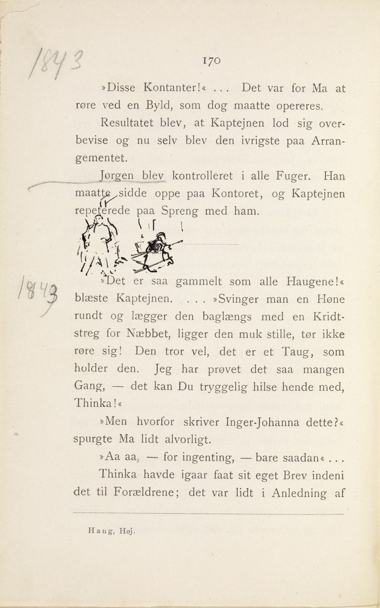 Skisser i Jonas Lies bok "Familien på Gilje" (København 1883) [Tegning]