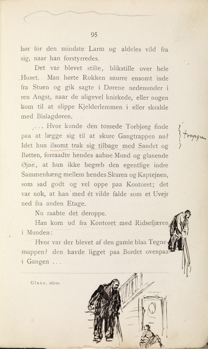 Skisser i Jonas Lies bok "Familien på Gilje" (København 1883) [Tegning]