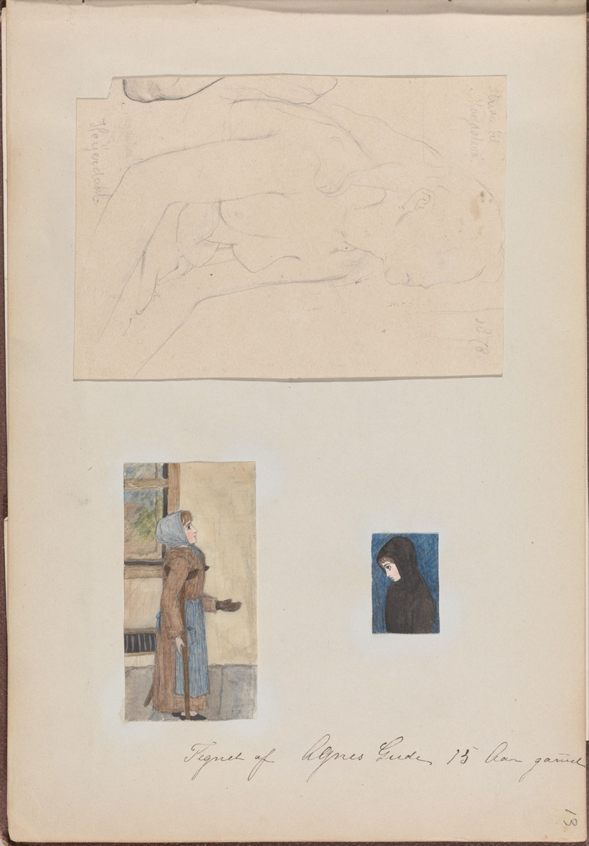 Figurstudie; Jente; Magdalena [Tegning]