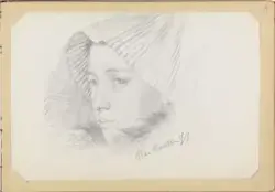 Kvinne med hodeplagg [Tegning]