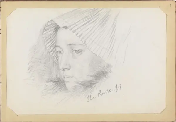 Kvinne med hodeplagg [Tegning]