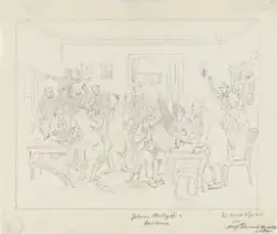 Jødenes mottagelse i Christiania [Tegning]