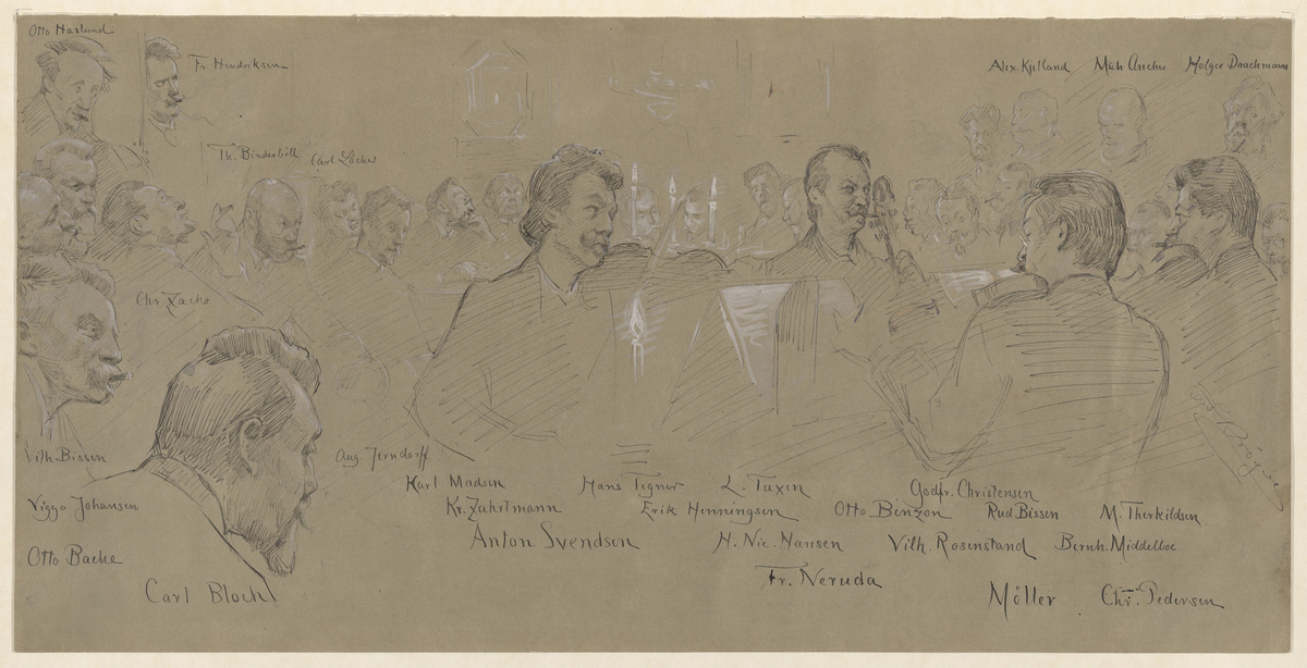 Musikk i atelieret [Tegning]