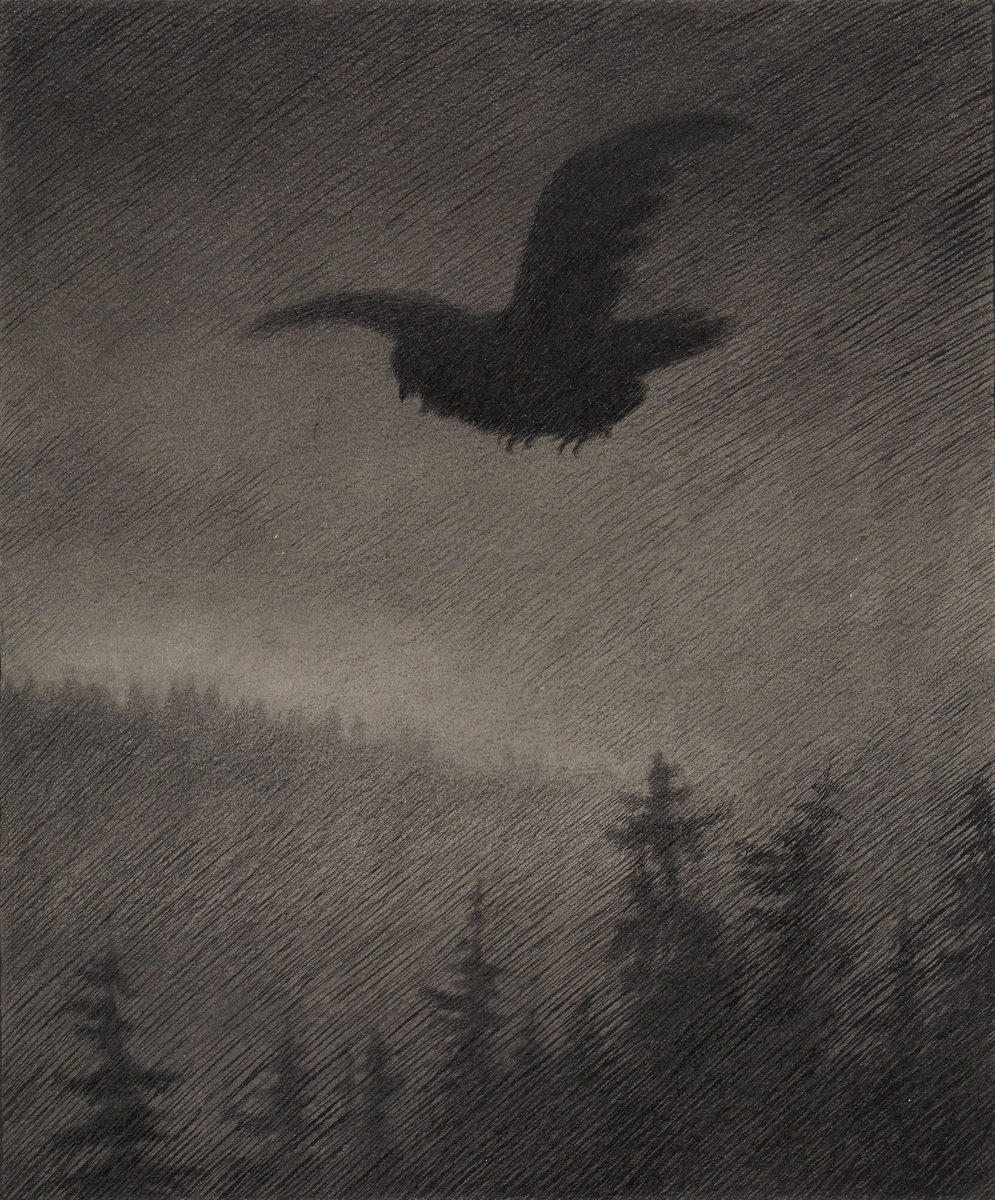 Høstkveld [Tegning]