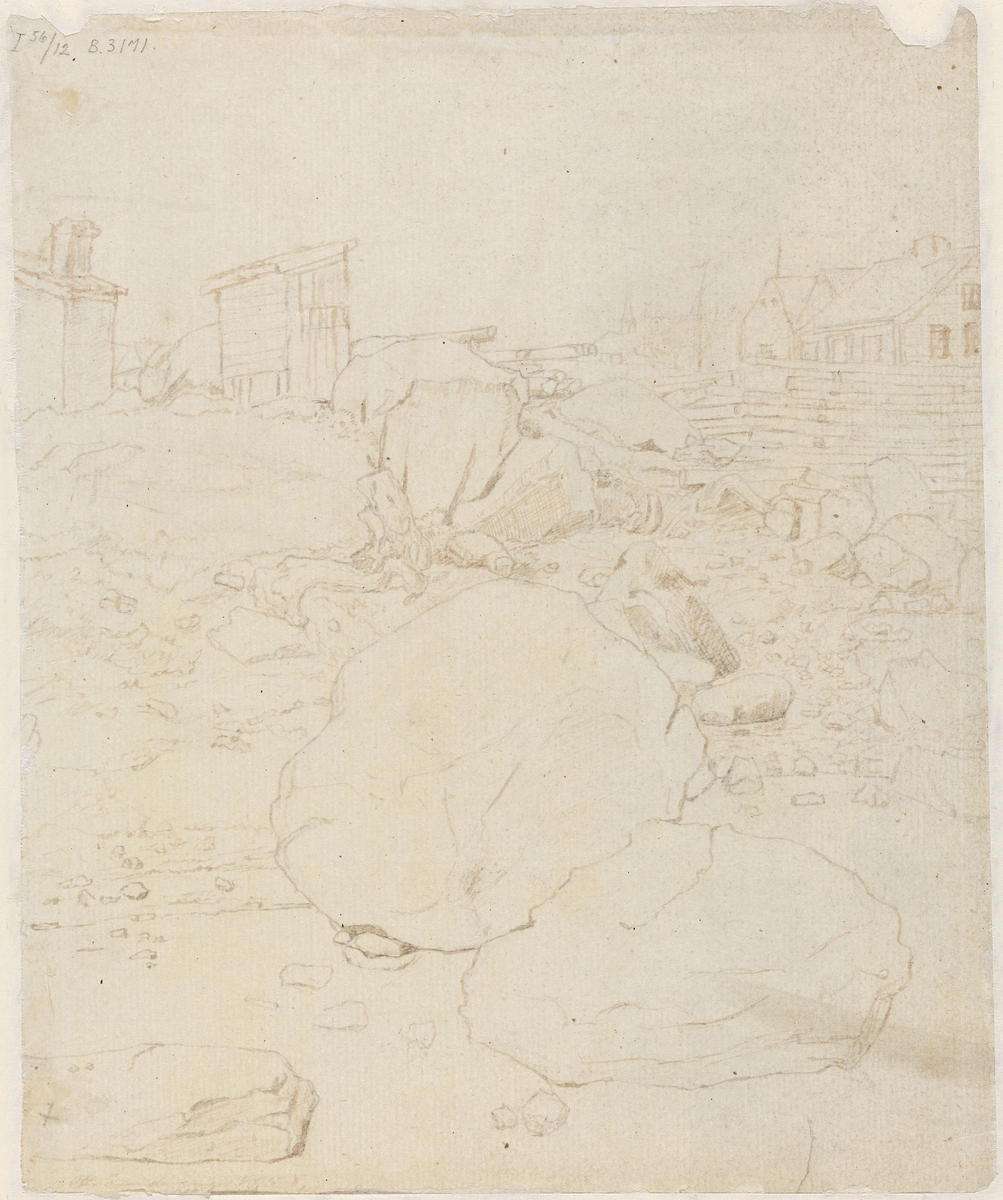 Bakgård ved Stranden [Tegning]