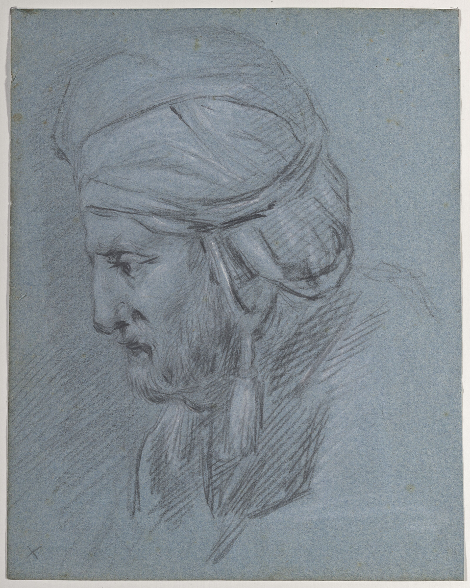 Hode av eldre mann med turban [Tegning]