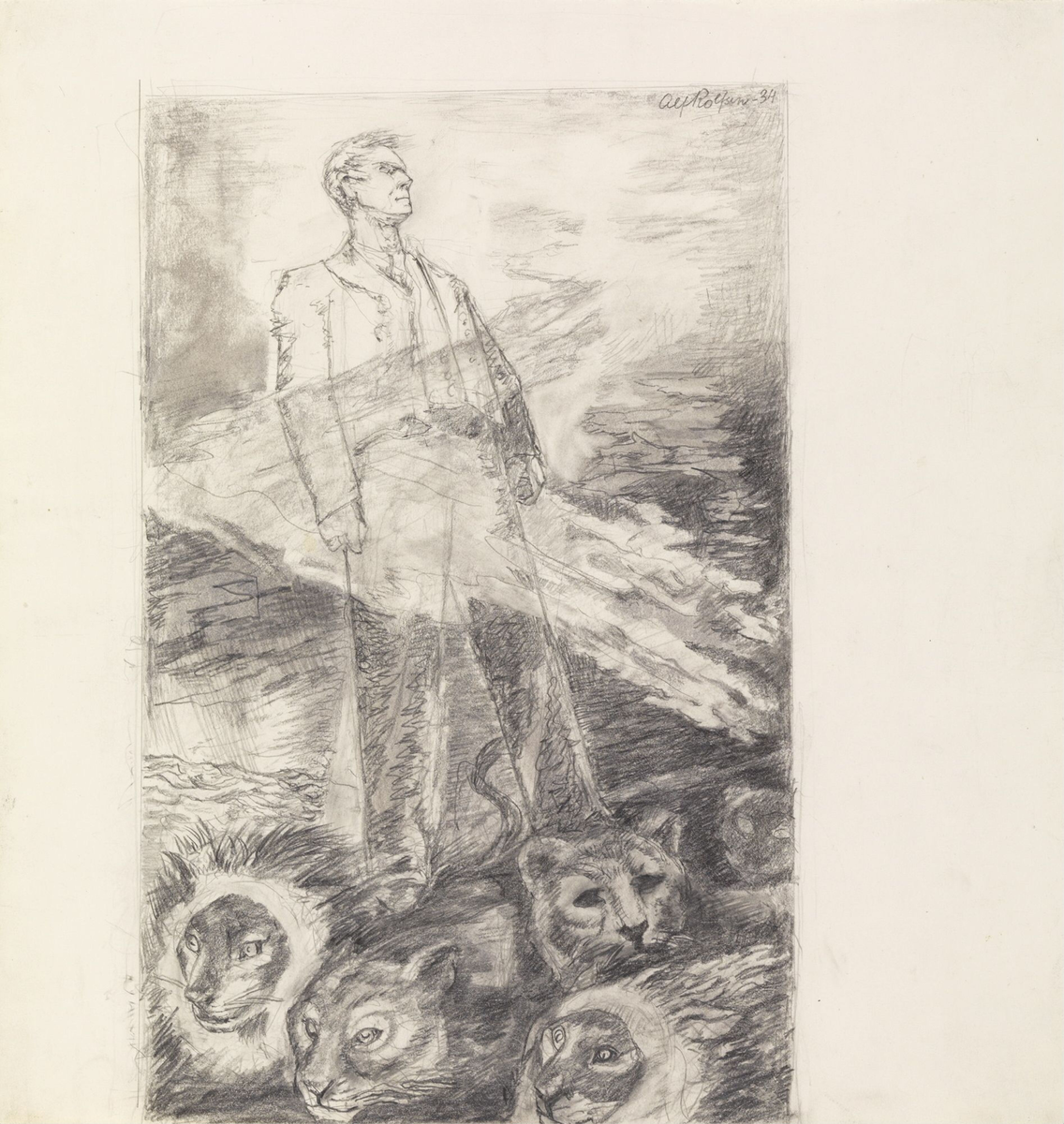 Illustrasjon til "Det blå båndet", P. Chr. Asbjörnsen og J. Moe, Samlede eventyr, 1936 [Tegning]