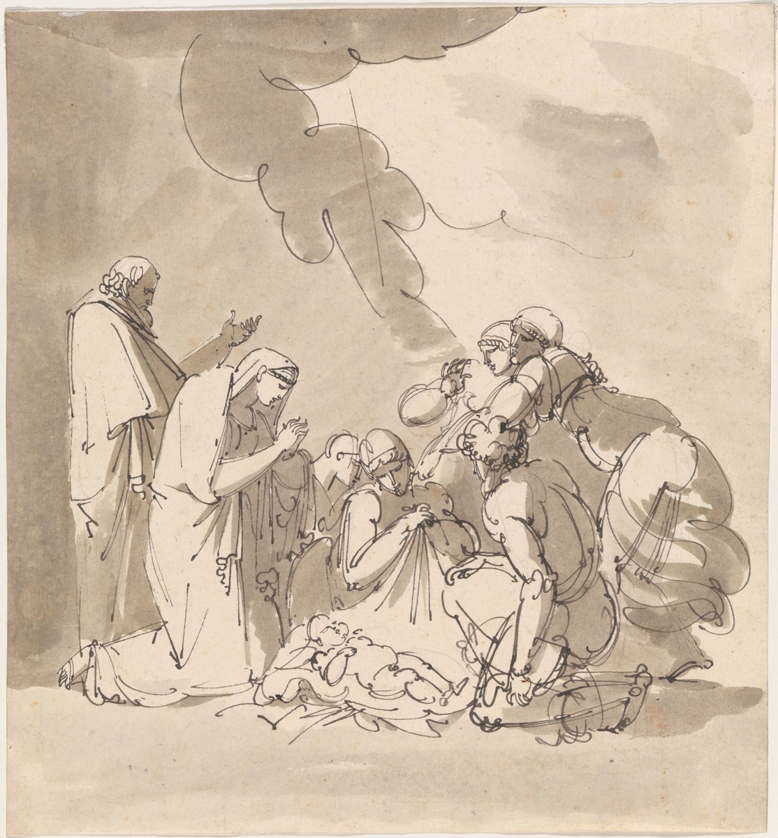 Jesusbarnet tilbes [Tegning]