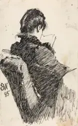 Kvinne som leser [Tegning]